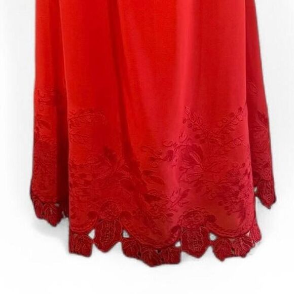 Sharagano Orange/Red boho off-the-shoulder sheath dress with embroidered hem 16 - Picture 7 of 7